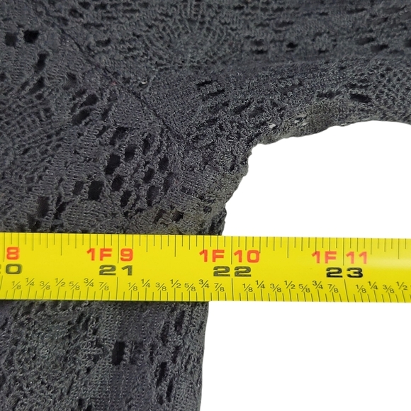 Chicos Blazer Women Size 2 L 12 Black Lace Cotton Blend Notch Collar Lined - Picture 7 of 10